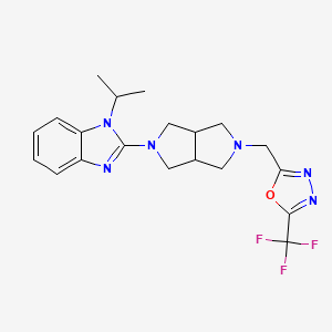 molecular formula C20H23F3N6O B6453206 1-(propan-2-yl)-2-(5-{[5-(trifluoromethyl)-1,3,4-oxadiazol-2-yl]methyl}-octahydropyrrolo[3,4-c]pyrrol-2-yl)-1H-1,3-benzodiazole CAS No. 2548991-68-8