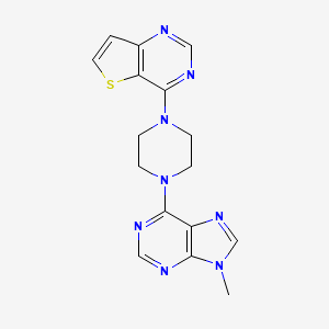 molecular formula C16H16N8S B6453232 9-methyl-6-(4-{thieno[3,2-d]pyrimidin-4-yl}piperazin-1-yl)-9H-purine CAS No. 2549021-35-2