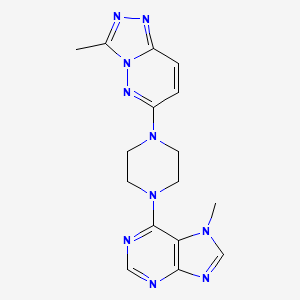 molecular formula C16H18N10 B6453241 7-methyl-6-(4-{3-methyl-[1,2,4]triazolo[4,3-b]pyridazin-6-yl}piperazin-1-yl)-7H-purine CAS No. 2548986-92-9