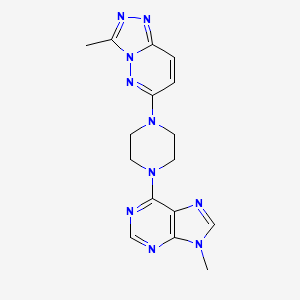 molecular formula C16H18N10 B6453244 9-methyl-6-(4-{3-methyl-[1,2,4]triazolo[4,3-b]pyridazin-6-yl}piperazin-1-yl)-9H-purine CAS No. 2548984-21-8