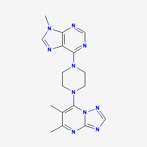 molecular formula C17H20N10 B6453249 6-(4-{5,6-dimethyl-[1,2,4]triazolo[1,5-a]pyrimidin-7-yl}piperazin-1-yl)-9-methyl-9H-purine CAS No. 2549027-85-0