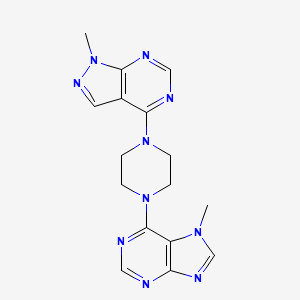 molecular formula C16H18N10 B6453264 7-methyl-6-(4-{1-methyl-1H-pyrazolo[3,4-d]pyrimidin-4-yl}piperazin-1-yl)-7H-purine CAS No. 2549020-30-4