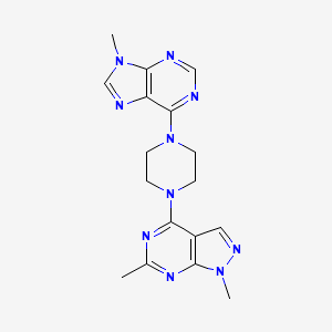 molecular formula C17H20N10 B6453267 6-(4-{1,6-dimethyl-1H-pyrazolo[3,4-d]pyrimidin-4-yl}piperazin-1-yl)-9-methyl-9H-purine CAS No. 2549020-36-0