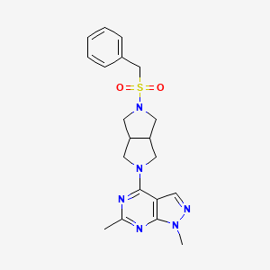 molecular formula C20H24N6O2S B6453363 1,6-dimethyl-4-{5-phenylmethanesulfonyl-octahydropyrrolo[3,4-c]pyrrol-2-yl}-1H-pyrazolo[3,4-d]pyrimidine CAS No. 2548999-67-1