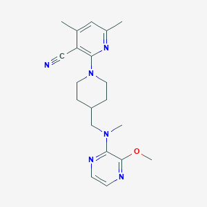 molecular formula C20H26N6O B6453387 2-(4-{[(3-methoxypyrazin-2-yl)(methyl)amino]methyl}piperidin-1-yl)-4,6-dimethylpyridine-3-carbonitrile CAS No. 2549020-19-9