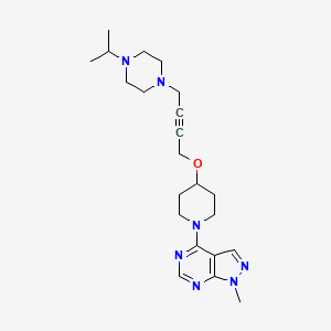 molecular formula C22H33N7O B6453391 1-{4-[(1-{1-methyl-1H-pyrazolo[3,4-d]pyrimidin-4-yl}piperidin-4-yl)oxy]but-2-yn-1-yl}-4-(propan-2-yl)piperazine CAS No. 2548995-20-4