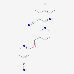 molecular formula C20H20ClN5O B6453403 5-chloro-2-(3-{[(4-cyanopyridin-2-yl)oxy]methyl}piperidin-1-yl)-4,6-dimethylpyridine-3-carbonitrile CAS No. 2548984-17-2