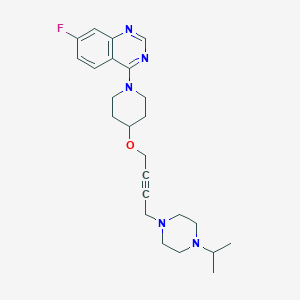 B6453441 7-fluoro-4-[4-({4-[4-(propan-2-yl)piperazin-1-yl]but-2-yn-1-yl}oxy)piperidin-1-yl]quinazoline CAS No. 2549064-82-4