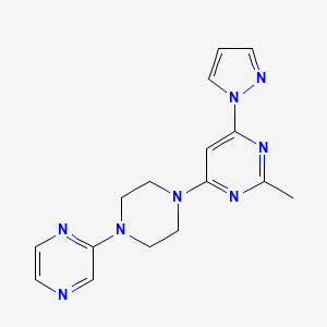 molecular formula C16H18N8 B6453470 2-methyl-4-[4-(pyrazin-2-yl)piperazin-1-yl]-6-(1H-pyrazol-1-yl)pyrimidine CAS No. 2549049-27-4