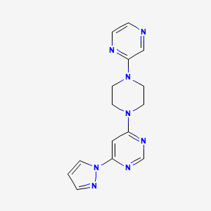 molecular formula C15H16N8 B6453488 4-[4-(pyrazin-2-yl)piperazin-1-yl]-6-(1H-pyrazol-1-yl)pyrimidine CAS No. 2548977-60-0