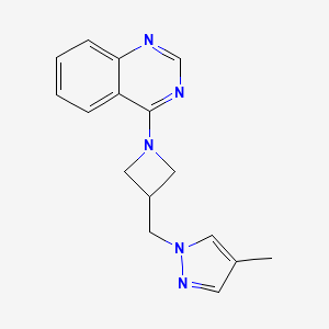 molecular formula C16H17N5 B6453489 4-{3-[(4-methyl-1H-pyrazol-1-yl)methyl]azetidin-1-yl}quinazoline CAS No. 2549007-87-4