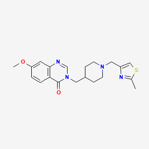 molecular formula C20H24N4O2S B6453548 7-methoxy-3-({1-[(2-methyl-1,3-thiazol-4-yl)methyl]piperidin-4-yl}methyl)-3,4-dihydroquinazolin-4-one CAS No. 2549008-94-6