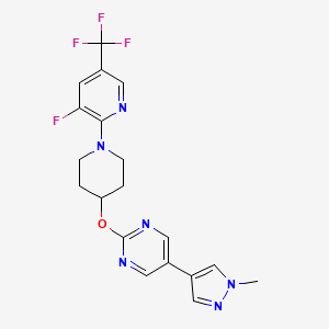 molecular formula C19H18F4N6O B6453553 2-({1-[3-fluoro-5-(trifluoromethyl)pyridin-2-yl]piperidin-4-yl}oxy)-5-(1-methyl-1H-pyrazol-4-yl)pyrimidine CAS No. 2548996-53-6