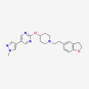 molecular formula C23H27N5O2 B6453607 2-({1-[2-(2,3-dihydro-1-benzofuran-5-yl)ethyl]piperidin-4-yl}oxy)-5-(1-methyl-1H-pyrazol-4-yl)pyrimidine CAS No. 2548977-53-1