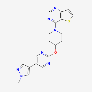 molecular formula C19H19N7OS B6453638 5-(1-methyl-1H-pyrazol-4-yl)-2-[(1-{thieno[3,2-d]pyrimidin-4-yl}piperidin-4-yl)oxy]pyrimidine CAS No. 2549029-58-3