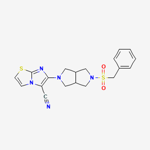 molecular formula C19H19N5O2S2 B6453681 6-{5-phenylmethanesulfonyl-octahydropyrrolo[3,4-c]pyrrol-2-yl}imidazo[2,1-b][1,3]thiazole-5-carbonitrile CAS No. 2549053-92-9