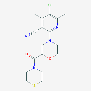 molecular formula C17H21ClN4O2S B6453933 5-chloro-4,6-dimethyl-2-[2-(thiomorpholine-4-carbonyl)morpholin-4-yl]pyridine-3-carbonitrile CAS No. 2549026-78-8