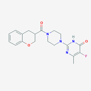 molecular formula C19H21FN4O3 B6454053 2-[4-(3,4-dihydro-2H-1-benzopyran-3-carbonyl)piperazin-1-yl]-5-fluoro-6-methyl-3,4-dihydropyrimidin-4-one CAS No. 2549002-42-6