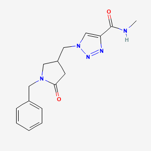 molecular formula C16H19N5O2 B6454058 1-[(1-benzyl-5-oxopyrrolidin-3-yl)methyl]-N-methyl-1H-1,2,3-triazole-4-carboxamide CAS No. 2548998-05-4