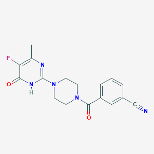 molecular formula C17H16FN5O2 B6454062 3-[4-(5-fluoro-4-methyl-6-oxo-1,6-dihydropyrimidin-2-yl)piperazine-1-carbonyl]benzonitrile CAS No. 2548998-09-8