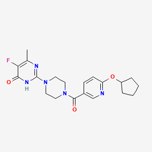 2-{4-[6-(cyclopentyloxy)pyridine-3-carbonyl]piperazin-1-yl}-5-fluoro-6-methyl-3,4-dihydropyrimidin-4-one