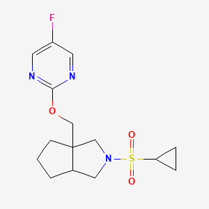 molecular formula C15H20FN3O3S B6454092 2-{[2-(cyclopropanesulfonyl)-octahydrocyclopenta[c]pyrrol-3a-yl]methoxy}-5-fluoropyrimidine CAS No. 2549045-68-1