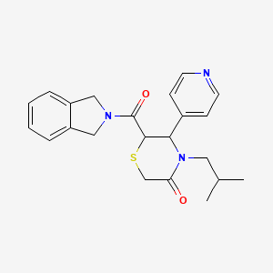 molecular formula C22H25N3O2S B6454133 6-(2,3-dihydro-1H-isoindole-2-carbonyl)-4-(2-methylpropyl)-5-(pyridin-4-yl)thiomorpholin-3-one CAS No. 2548989-55-3