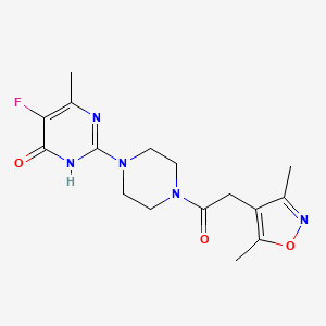 molecular formula C16H20FN5O3 B6454151 2-{4-[2-(3,5-dimethyl-1,2-oxazol-4-yl)acetyl]piperazin-1-yl}-5-fluoro-6-methyl-3,4-dihydropyrimidin-4-one CAS No. 2548995-83-9