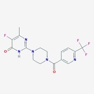 molecular formula C16H15F4N5O2 B6454176 5-fluoro-6-methyl-2-{4-[6-(trifluoromethyl)pyridine-3-carbonyl]piperazin-1-yl}-3,4-dihydropyrimidin-4-one CAS No. 2549026-74-4