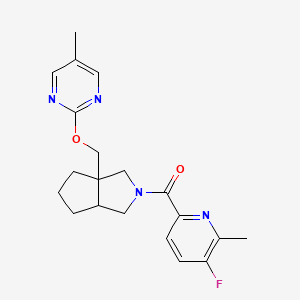 molecular formula C20H23FN4O2 B6454200 2-{[2-(5-fluoro-6-methylpyridine-2-carbonyl)-octahydrocyclopenta[c]pyrrol-3a-yl]methoxy}-5-methylpyrimidine CAS No. 2549038-24-4