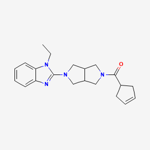 molecular formula C21H26N4O B6454265 2-[5-(cyclopent-3-ene-1-carbonyl)-octahydropyrrolo[3,4-c]pyrrol-2-yl]-1-ethyl-1H-1,3-benzodiazole CAS No. 2549021-50-1