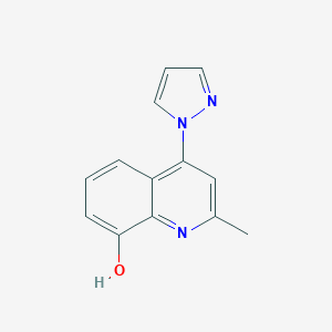 molecular formula C13H11N3O B064548 8-Hydroxy-2-methyl-4-(1H-pyrazol-1-yl)quinoline CAS No. 189268-42-6