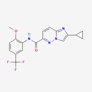 molecular formula C18H15F3N4O2 B6454822 2-cyclopropyl-N-[2-methoxy-5-(trifluoromethyl)phenyl]imidazo[1,2-b]pyridazine-6-carboxamide CAS No. 2548995-24-8