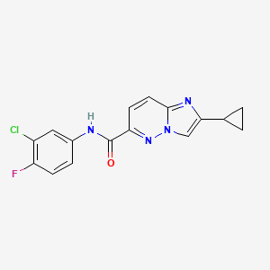 molecular formula C16H12ClFN4O B6454837 N-(3-chloro-4-fluorophenyl)-2-cyclopropylimidazo[1,2-b]pyridazine-6-carboxamide CAS No. 2549040-49-3