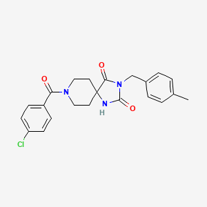 molecular formula C22H22ClN3O3 B6454931 8-(4-chlorobenzoyl)-3-[(4-methylphenyl)methyl]-1,3,8-triazaspiro[4.5]decane-2,4-dione CAS No. 2549044-71-3