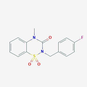 molecular formula C15H13FN2O3S B6455073 2-[(4-fluorophenyl)methyl]-4-methyl-3,4-dihydro-2H-1lambda6,2,4-benzothiadiazine-1,1,3-trione CAS No. 2549023-63-2