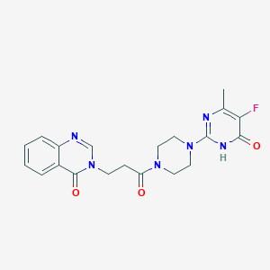 molecular formula C20H21FN6O3 B6455128 3-{3-[4-(5-fluoro-4-methyl-6-oxo-1,6-dihydropyrimidin-2-yl)piperazin-1-yl]-3-oxopropyl}-3,4-dihydroquinazolin-4-one CAS No. 2549034-71-9