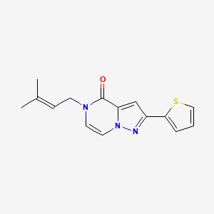 5-(3-methylbut-2-en-1-yl)-2-(thiophen-2-yl)-4H,5H-pyrazolo[1,5-a]pyrazin-4-one