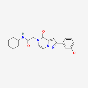 molecular formula C21H24N4O3 B6455502 N-cyclohexyl-2-[2-(3-methoxyphenyl)-4-oxo-4H,5H-pyrazolo[1,5-a]pyrazin-5-yl]acetamide CAS No. 2321917-41-1