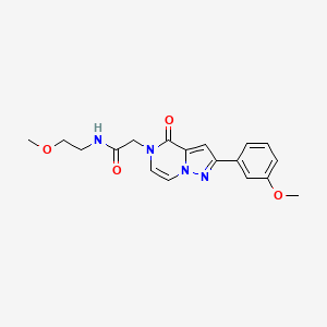 molecular formula C18H20N4O4 B6455546 N-(2-methoxyethyl)-2-[2-(3-methoxyphenyl)-4-oxo-4H,5H-pyrazolo[1,5-a]pyrazin-5-yl]acetamide CAS No. 2324607-40-9