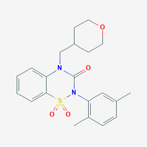 molecular formula C21H24N2O4S B6455561 2-(2,5-dimethylphenyl)-4-[(oxan-4-yl)methyl]-3,4-dihydro-2H-1lambda6,2,4-benzothiadiazine-1,1,3-trione CAS No. 2548985-14-2