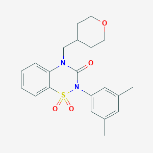 molecular formula C21H24N2O4S B6455563 2-(3,5-dimethylphenyl)-4-[(oxan-4-yl)methyl]-3,4-dihydro-2H-1lambda6,2,4-benzothiadiazine-1,1,3-trione CAS No. 2548974-96-3