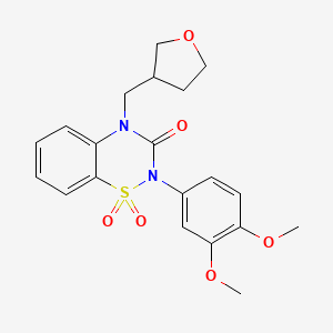 molecular formula C20H22N2O6S B6455582 2-(3,4-dimethoxyphenyl)-4-[(oxolan-3-yl)methyl]-3,4-dihydro-2H-1lambda6,2,4-benzothiadiazine-1,1,3-trione CAS No. 2549043-45-8