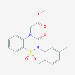 molecular formula C18H18N2O5S B6455600 methyl 2-[2-(2,5-dimethylphenyl)-1,1,3-trioxo-3,4-dihydro-2H-1lambda6,2,4-benzothiadiazin-4-yl]acetate CAS No. 2549041-43-0