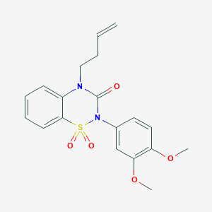 molecular formula C19H20N2O5S B6455613 4-(but-3-en-1-yl)-2-(3,4-dimethoxyphenyl)-3,4-dihydro-2H-1lambda6,2,4-benzothiadiazine-1,1,3-trione CAS No. 2549049-23-0