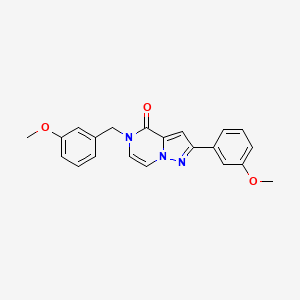 molecular formula C21H19N3O3 B6455659 2-(3-methoxyphenyl)-5-[(3-methoxyphenyl)methyl]-4H,5H-pyrazolo[1,5-a]pyrazin-4-one CAS No. 2322024-32-6