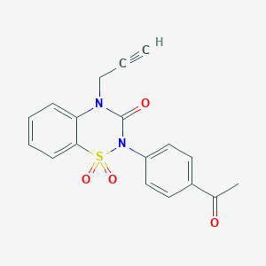 molecular formula C18H14N2O4S B6455662 2-(4-acetylphenyl)-4-(prop-2-yn-1-yl)-3,4-dihydro-2H-1lambda6,2,4-benzothiadiazine-1,1,3-trione CAS No. 2549016-96-6