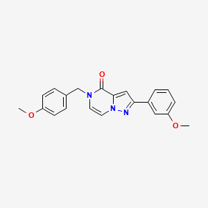 molecular formula C21H19N3O3 B6455664 2-(3-methoxyphenyl)-5-[(4-methoxyphenyl)methyl]-4H,5H-pyrazolo[1,5-a]pyrazin-4-one CAS No. 2549004-70-6