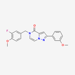 molecular formula C21H18FN3O3 B6455686 5-[(3-fluoro-4-methoxyphenyl)methyl]-2-(3-methoxyphenyl)-4H,5H-pyrazolo[1,5-a]pyrazin-4-one CAS No. 2324607-44-3