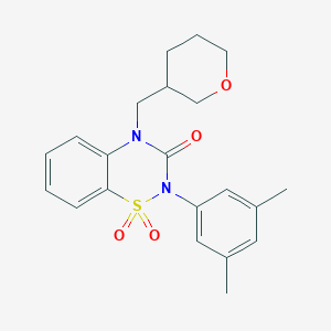 molecular formula C21H24N2O4S B6455694 2-(3,5-dimethylphenyl)-4-[(oxan-3-yl)methyl]-3,4-dihydro-2H-1lambda6,2,4-benzothiadiazine-1,1,3-trione CAS No. 2549011-11-0